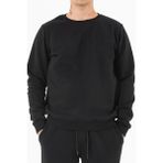 Erkek Siyah Sweatshirt Bisiklet Yaka Rahat Kalıp 3 iplik Şardonlu Nakışlı
