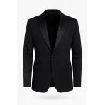 Erkek Siyah Taş Detaylı Saten Yaka Blazer Ceket – Özel Tasarım Şık Damatlık & Gece Kombini