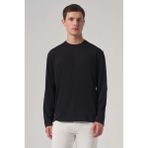 Erkek Siyah Trend Bisiklet Yaka Rayon Sweatshirt