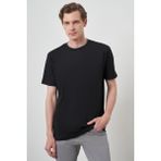 Erkek Siyah Trend Bisiklet Yaka T-Shirt - XL
