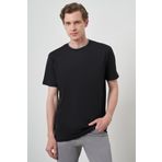 Erkek Siyah Trend Bisiklet Yaka T-Shirt