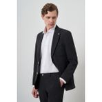 Erkek Siyah Trend Çizgili Slim Fit Mono Yaka Takım Elbise - 46 - 6 Drop