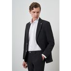 Erkek Siyah Trend Çizgili Slim Fit Mono Yaka Takım Elbise