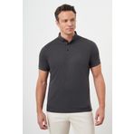 Erkek Siyah Trend Merserize Düz Düğmeli Yaka Dynamic Fit T-Shirt