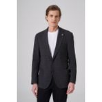 Erkek Siyah Yünlü Trend Desenli Slim Fit Mono Yaka Ceket