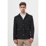 Erkek Siyah Yünlü Worker Ceket - XL