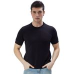 Erkek Siyah%100 Pamuk Bisiklet Yaka Kısa Kollu Triko Kazak TRIST-7106-2XL