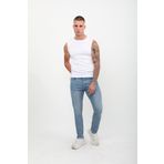 Erkek Skinny Fit Düşük Bel Dar Kesim Dar Paça Likralı Mavi Jean Pantolon