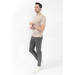 Erkek Skinny Jean Füme Kar Yıkama Düğme Kapamalı Likralı Kot Pantolon - 5602 - 36
