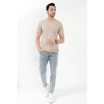 Erkek Skinny Jean Mavi Kar Yıkama Düğme Kapamalı Likralı Kot Pantolon - 5602 - 36