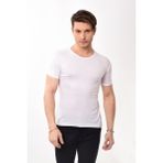 Erkek Slim Fit Basic Bisiklet Yaka Kısa Kollu T-Shirt Tişört Beyaz - XL