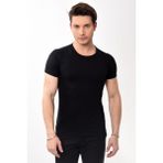 Erkek Slim Fit Basic Bisiklet Yaka Kısa Kollu T-Shirt Tişört Siyah