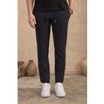 Erkek Slim Fit Beli Bağlamalı Dokulu Lacivert Pantolon