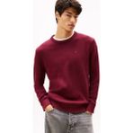 Erkek Slim Fit Bisiklet Yaka Dokulu Triko Kazak - Bordo - Kırmızı