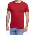 Erkek Slim Fit Bisiklet Yaka Kısa Kol Tişört - 24-Kırmızı - 2XL