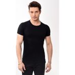 Erkek Slim Fit Bisiklet Yaka Kısa Kollu T-Shirt Tişört 10 Renk siyah