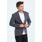 Erkek Slim Fit Blazer Ceket Lacivert Beyaz - Lacivert - Beyaz - 6 Drop - 46