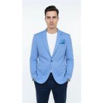 Erkek Slim Fit Blazer Ceket – Plus Scorpion Tek Düğmeli Spor & Klasik Kombin - 46 - 6 Drop - Bebe Mavisi