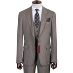 Erkek, Slim Fit Blazer Takım Elbise, İki Düğmeli, Klasik Yaka, Resmi ve Günlük Kullanım (2, Tuape, 52)