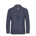 Erkek Slim Fit Çentikli Yaka Çizgi Desenli Yünlü Mavi Ceket 50535015-425