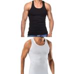 Erkek Slim Fit Dar Kalıp Likralı Penye Sporcu Atleti(Rambo Atleti) (2, SİYAH - BEYAZ, S)