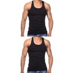 Erkek Slim Fit Dar Kalıp Likralı Penye Sporcu Atleti(Rambo Atleti) (2, SİYAH, XL)