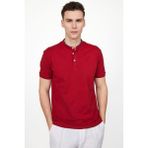 Erkek Slim Fit Dar Kesim %100 Pamuk Düz Pike Bordo Hakim Yaka Tişört - XL