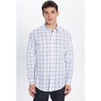 Erkek Slim Fit Dar Kesim %100 Pamuk Keten Doku Kareli Gömlek - XL - Multicolor