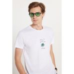 Erkek Slim Fit Dar Kesim %100 Pamuk Yumuşak Dokulu Baskılı Beyaz Bisiklet Yaka Tişört - Beyaz2 - XL