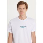 Erkek Slim Fit Dar Kesim %100 Pamuk Yumuşak Dokulu Baskılı Beyaz Bisiklet Yaka Tişört - Beyaz3 - XL