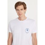 Erkek Slim Fit Dar Kesim %100 Pamuk Yumuşak Dokulu Baskılı Beyaz Bisiklet Yaka Tişört - Beyaz5 - 2XL