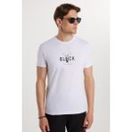 Erkek Slim Fit Dar Kesim %100 Pamuk Yumuşak Dokulu Baskılı Beyaz Bisiklet Yaka Tişört - XL - Beyaz01