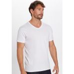 Erkek Slim Fit Dar Kesim %100 Pamuk Yumuşak Dokulu Beyaz V Yaka Tişört - 2XL