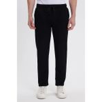 Erkek Slim Fit Dar Kesim Beli Bağcıklı 3 Cepli Geniş Paça Siyah Eşofman Altı