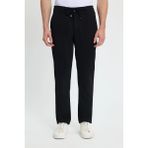 Erkek Slim Fit Dar Kesim Beli Lastikli Bağcık Detaylı Siyah Pantolon