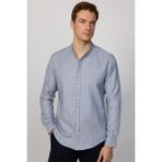Erkek Slim Fit Dar Kesim Pamuklu Kolay Ütü Gri Hakim Yaka Gömlek