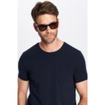 Erkek Slim Fit Dar Kesim Pamuklu Likralı Esnek Kumaş Basic Lacivert Bisiklet Yaka Tişört - 3XL