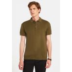 Erkek Slim Fit Dar Kesim Pamuklu Örme Triko Haki Polo Yaka Tişört