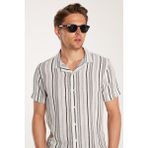 Erkek Slim Fit Dar Kesim Pamuklu Rahat Kullanım Çizgili Kısa Kollu Apaş Yaka Gömlek