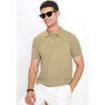 Erkek Slim Fit Dar Kesim Pamuklu Yumuşak Dokulu Serin Tutan Kumaş Düz Pike Bej Polo Yaka Tişört
