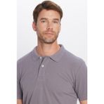 Erkek Slim Fit Dar Kesim Pamuklu Yumuşak Dokulu Serin Tutan Kumaş Düz Pike Polo Yaka Tişört - Gri