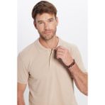 Erkek Slim Fit Dar Kesim Pamuklu Yumuşak Dokulu Serin Tutan Kumaş Düz Pike Taş Renk Polo Yaka Tişört - 2XL