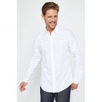 Erkek Slim Fit Dar Kesim Uzun Kollu %100 Pamuk Keten Doku Beyaz Gömlek