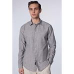 Erkek Slim Fit Dar Kesim Uzun Kollu %100 Pamuk Keten Doku Çizgili Gömlek - Karışık