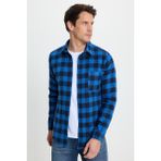 Erkek Slim Fit Dar Kesim Uzun Kollu Cepli Kareli Dama Desenli Kışlık Oduncu Gömlek