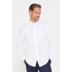 Erkek Slim Fit Dar Kesim Uzun Kollu Pamuklu Düz Beyaz Spor Yaka Gömlek