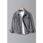 Erkek Slim Fit Denim Kot Ceket Gri