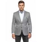 Erkek Slim Fit Gri Blazer Ceket – Tek Düğmeli – Kapaklı Cepli – Şık Kumaş Dokulu – Günlük & Ofis Kombinleri İçin