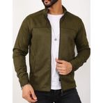 Erkek Slim Fit Haki Süet Fermuarlı Ceket-6953