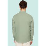 Erkek Slim Fit Hakim Yaka Pamuklu Keten Görünümlü Gömlek Günlük Kullanım Dayanıklı Malzeme - 2XL - Açık Haki